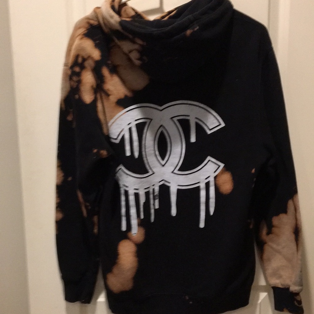 Lane Seven Graphic Pullover Hoodie Sweatshirt tie dye black/beige unisex size M